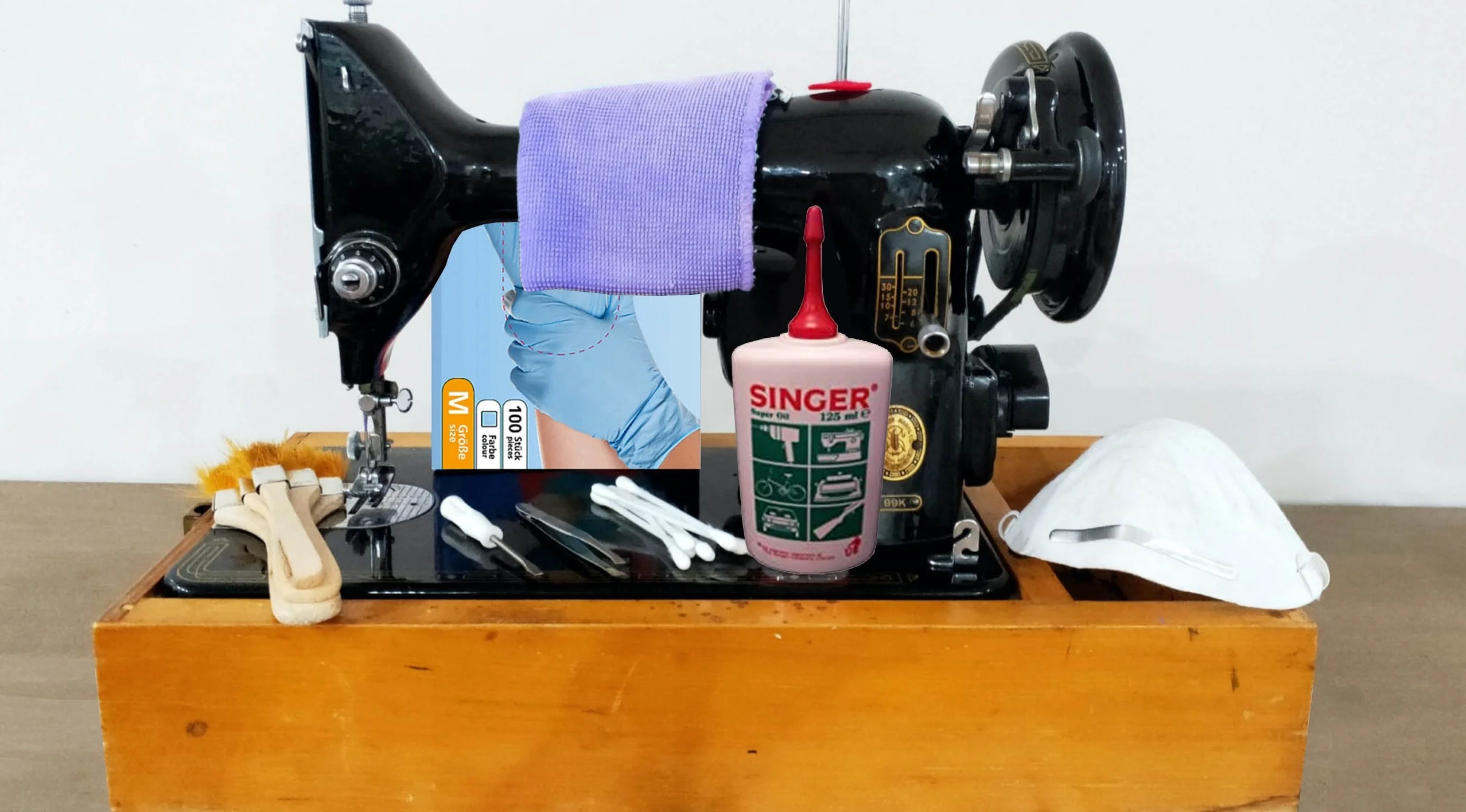 limpiar maquina de coser vintage